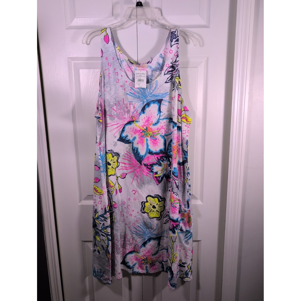 Fresh Produce Sleeveless Floral Dress Coastal Casual Cottage Beach Size 3X New